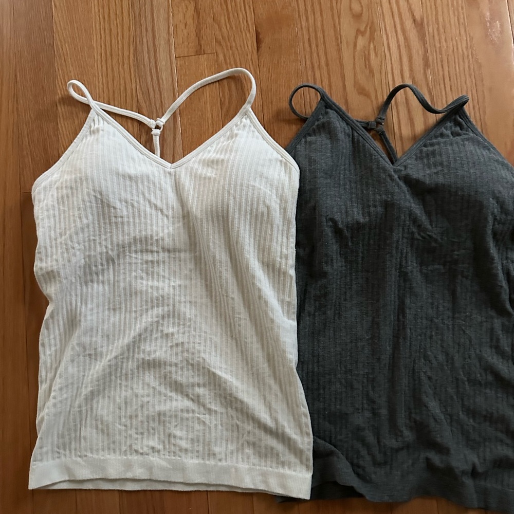 Sweaty Betty Gray + beige Padded Strappy Back Camisole tank top L